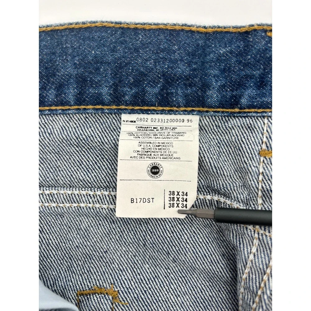 Carhartt B17 Relaxed Fit Tapered Leg Jeans Mens 38x34 Blue Denim Workwear NWT